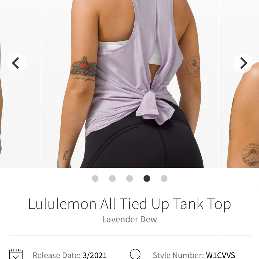 Lululemon All Tied Up Tank Top size 6 lavender dew